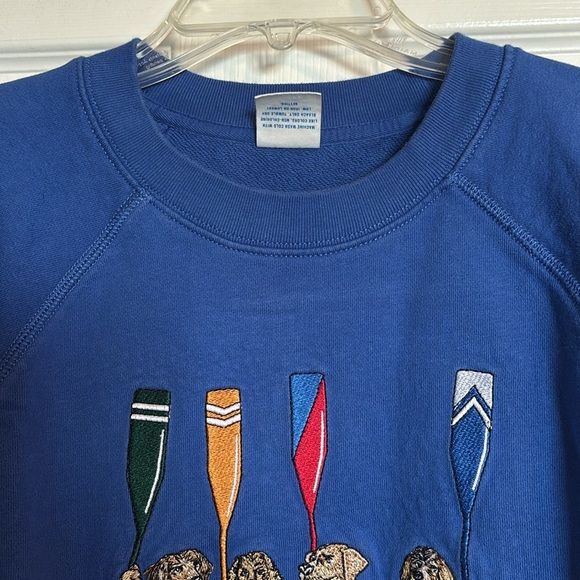 J. Crew men’s blue crew neck oarsman dog embroidered sweatshirt size medium - Picture 2 of 9